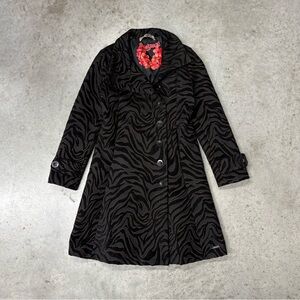 Late 2000s Desigual Black Zebra Trench Coat